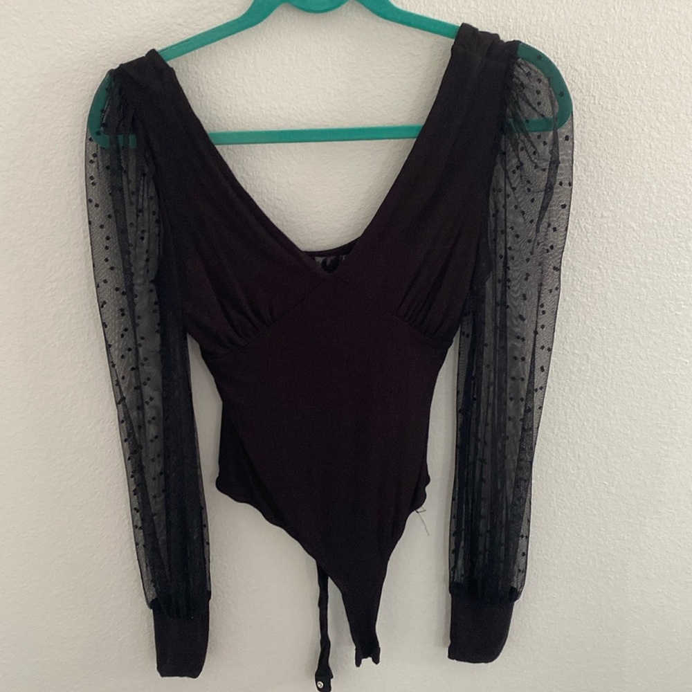 Kittenish sheer sleeve bodysuit